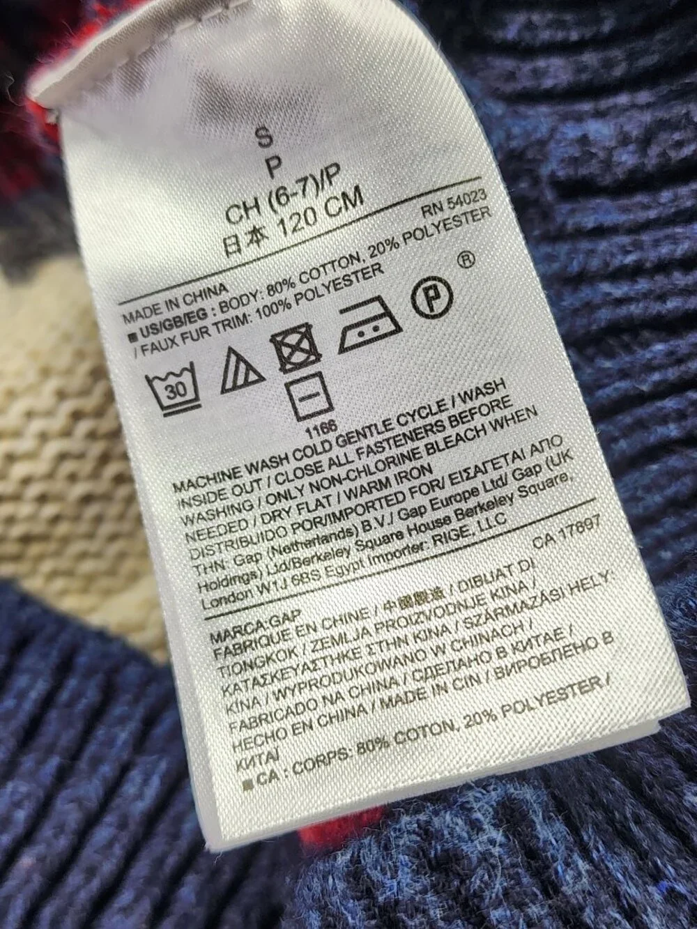 Gap Kids Pullover Knit Sweater Size S(6/7) Fair Isle Mountain Christmas Pattern
